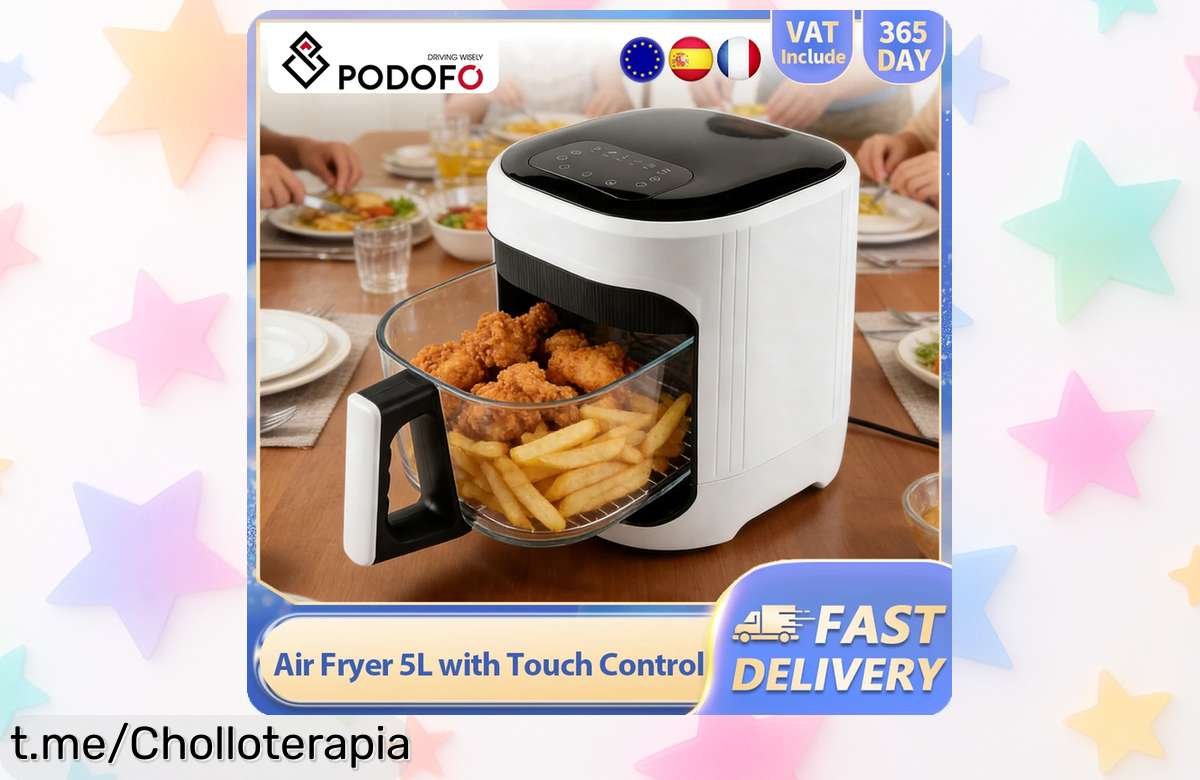 Freidora de aire Podofo de 5 litros, el aparato ideal para cocinar sano y rico para hasta 35 personas ¡Ahora a un precio tirado! No te lo pierdas o te arrepentirás.