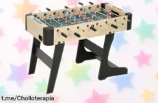 Futbolín plegable Sportnow de madera, perfecto para emociones intensas y diversión en casa a un precio loco que no se repetirá. ¡No te lo pierdas!
