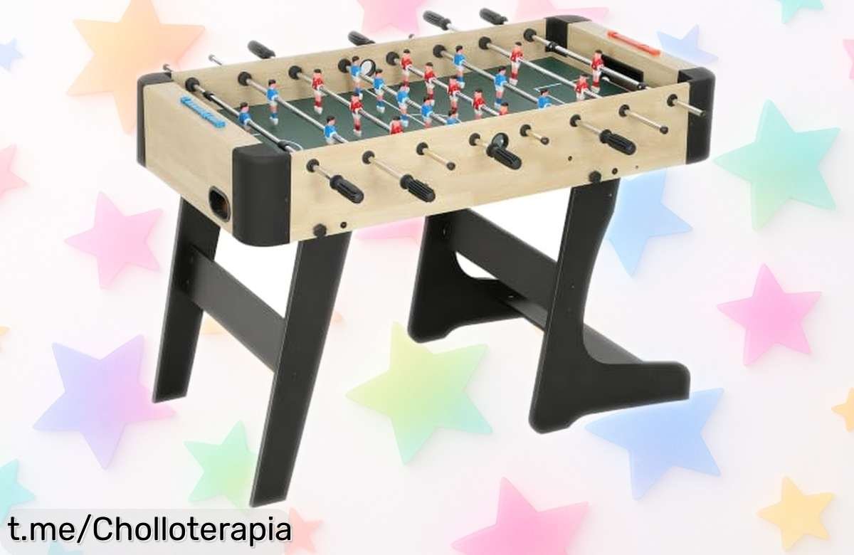 Futbolín plegable Sportnow de madera, perfecto para emociones intensas y diversión en casa a un precio loco que no se repetirá. ¡No te lo pierdas!