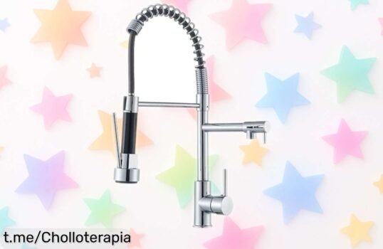Grifo de cocina con doble salida y ducha extraíble que gira 360° a un precio de escándalo, mejora tu fregadero sin problemas y disfruta cocinando al máximo. ¡No te lo pierdas!