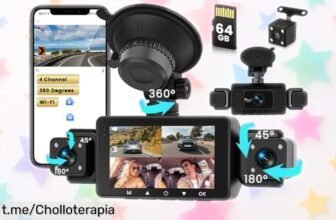 Impresionante dashcam Inefala WiFi con 4 cámaras y tarjeta SD de 64GB, un ofertón para que viajes sin sorpresas y sientas la tranquilidad en cada aventura.