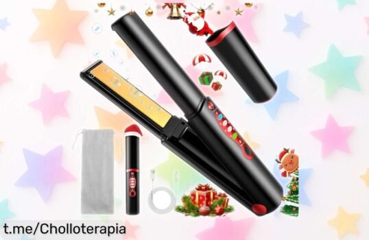 Impresionante mini plancha y rizador inalámbrico de titanio que peina sin tirones, ahora a un precio increíblemente bajo, no te lo pierdas ¡hazte con la tuya y brilla donde quieras!
