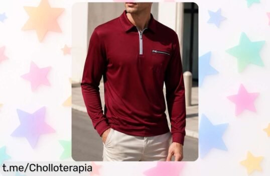 Impresionante polo de manga larga para hombre con cremallera en el bolsillo, un chollazo que se adapta a tu estilo y te hace destacar sin esfuerzo. ¡No dejes pasar esta oferta loca!