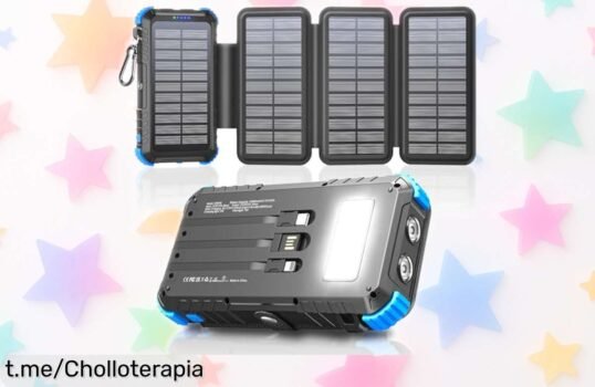 Impresionante power bank solar de 20000mAh: ¡5 dispositivos a la vez y resistencia total al agua! Aprovecha este ofertón antes que desaparezca y nunca te quedes sin energía.