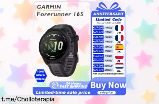 Impresionante reloj Garmin Forerunner 165 para corredores, ¡rebajado a precio de ganga! Corre, controla tu ritmo y relájate mientras aprovechas esta oferta antes que se acabe.