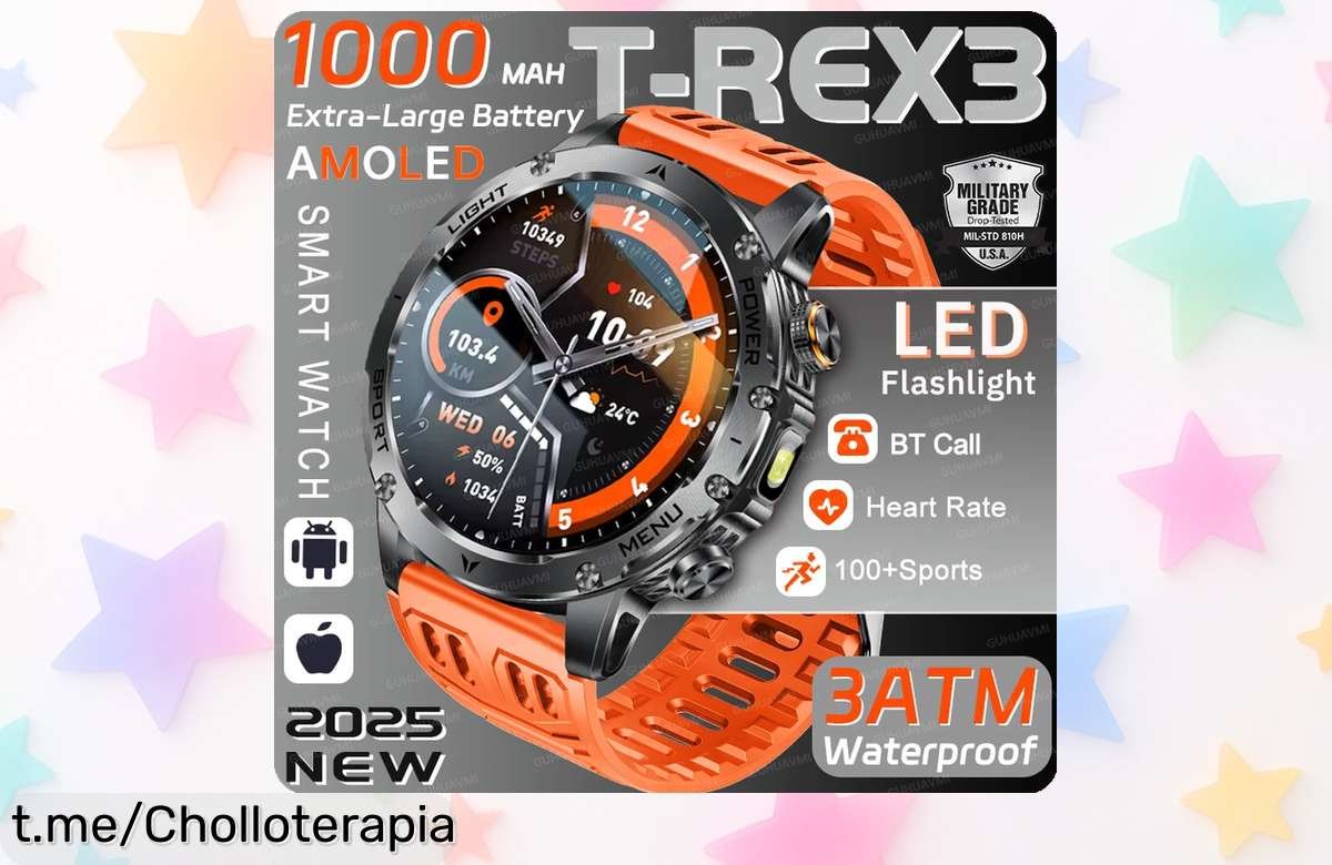 Impresionante reloj inteligente TRex 3 para hombres a un precio de locura, resistencia IP69K y más de 100 deportes te esperan. ¡No pierdas esta oportunidad brillante ya!