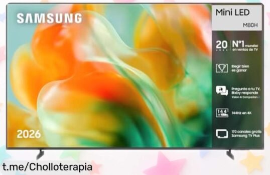 Impresionante televisión Samsung M80H Mini LED 55” con imagen 4K y juego a 144Hz, ahora a un precio de ganga que no puedes dejar pasar. ¡Ponte en modo diversión ya!
