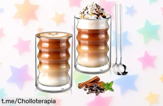 Impresionantes tazas de café de cristal Ecooe en pack de 2 con doble pared para disfrutar sin quemaduras, ¡no te pierdas este chollazo que llega listo para regalar!