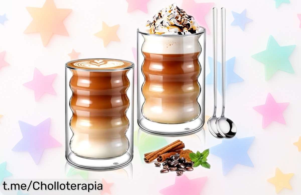 Impresionantes tazas de café de cristal Ecooe en pack de 2 con doble pared para disfrutar sin quemaduras, ¡no te pierdas este chollazo que llega listo para regalar!