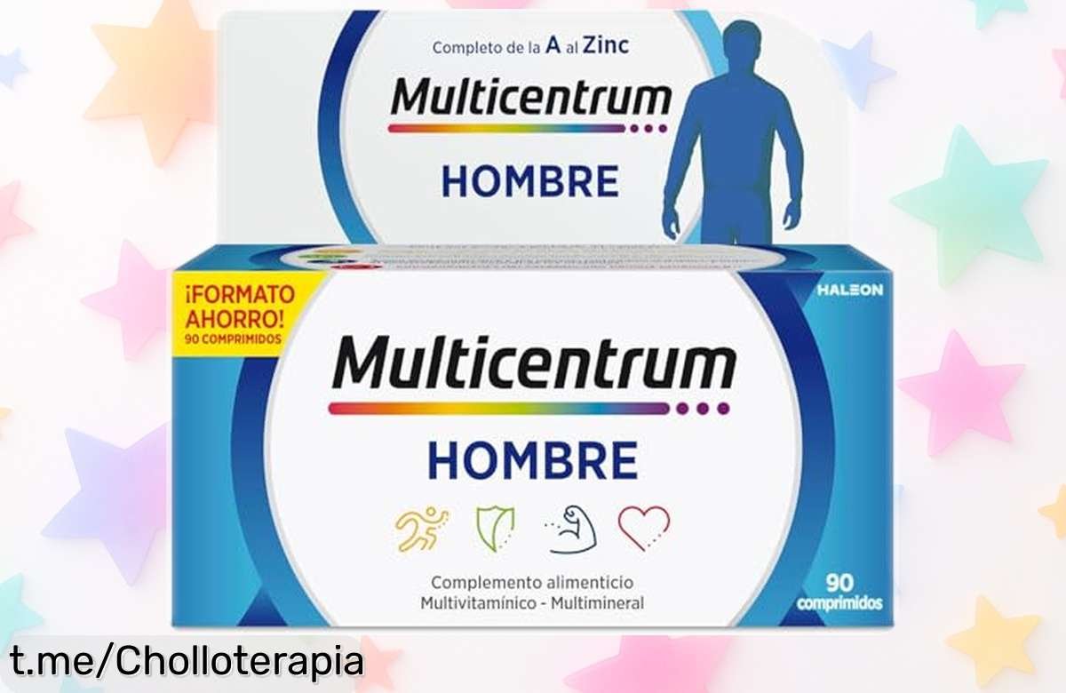 Impulsa tu energía y defensas con Multicentrum Hombre, pack de 90 comprimidos a un precio rebajado que no podrás dejar escapar ¡Siente la fuerza en cada día!
