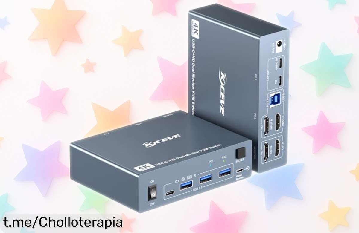 Increíble KVM Switch para 2 PCs y monitores con carga rápida hasta 80W, precio de ganga que no puedes dejar escapar ¡Hazte con el tuyo antes de que se agote!