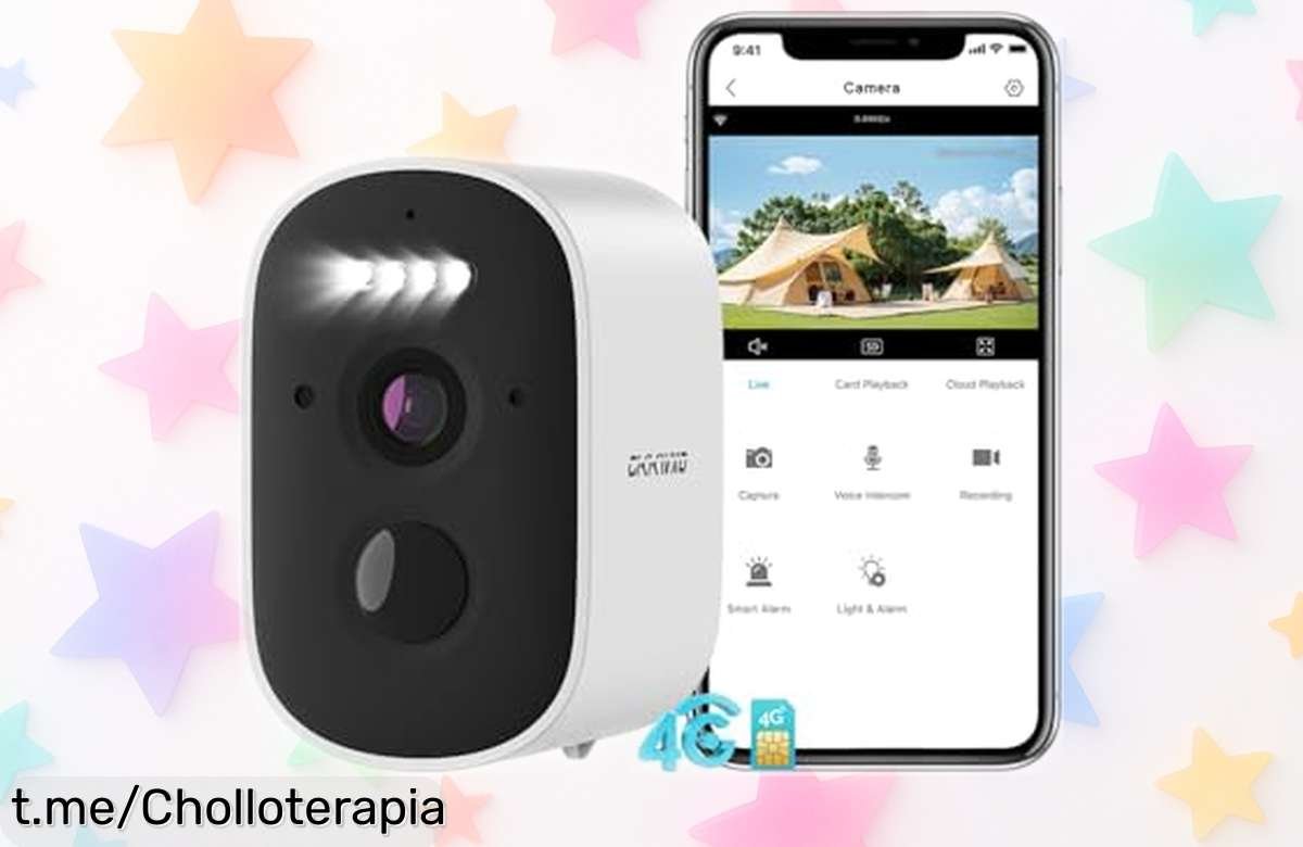 Increíble cámara de vigilancia CiKiKWXO 4G con tarjeta SIM y batería, ¡un chollazo sin cables para vigilar lo que quieras desde tu móvil! No te quedes sin la tuya.
