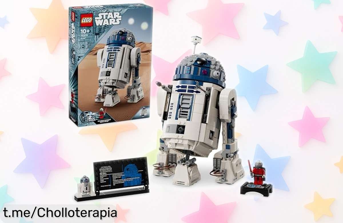 Increíble figura articulada de R2D2 LEGO Star Wars 75379, ¡con minifigura de Darth Malak y base del 25 aniversario! Aprovecha este precio de escándalo para añadirlo a tu colección ya.