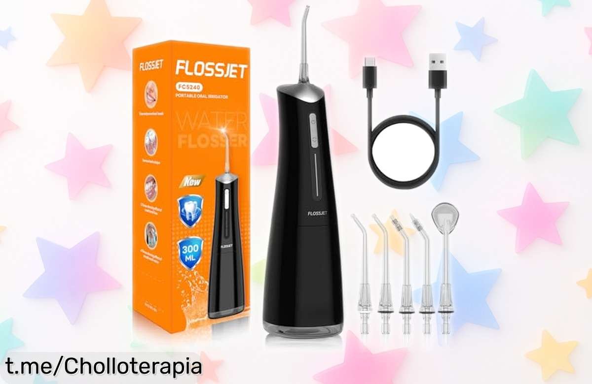 Increíble irrigador dental FlossJet portátil con 4 modos, ¡ahora a un ofertón que no te puedes perder para una sonrisa fresca y brillante!