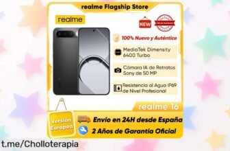 Increíble móvil Realme 16 5G con batería de 6550mAh a precio de escándalo, carga rapidísima y chollo limitado que te hará vivir conectado sin parar. ¡No pierdas esta oportunidad!