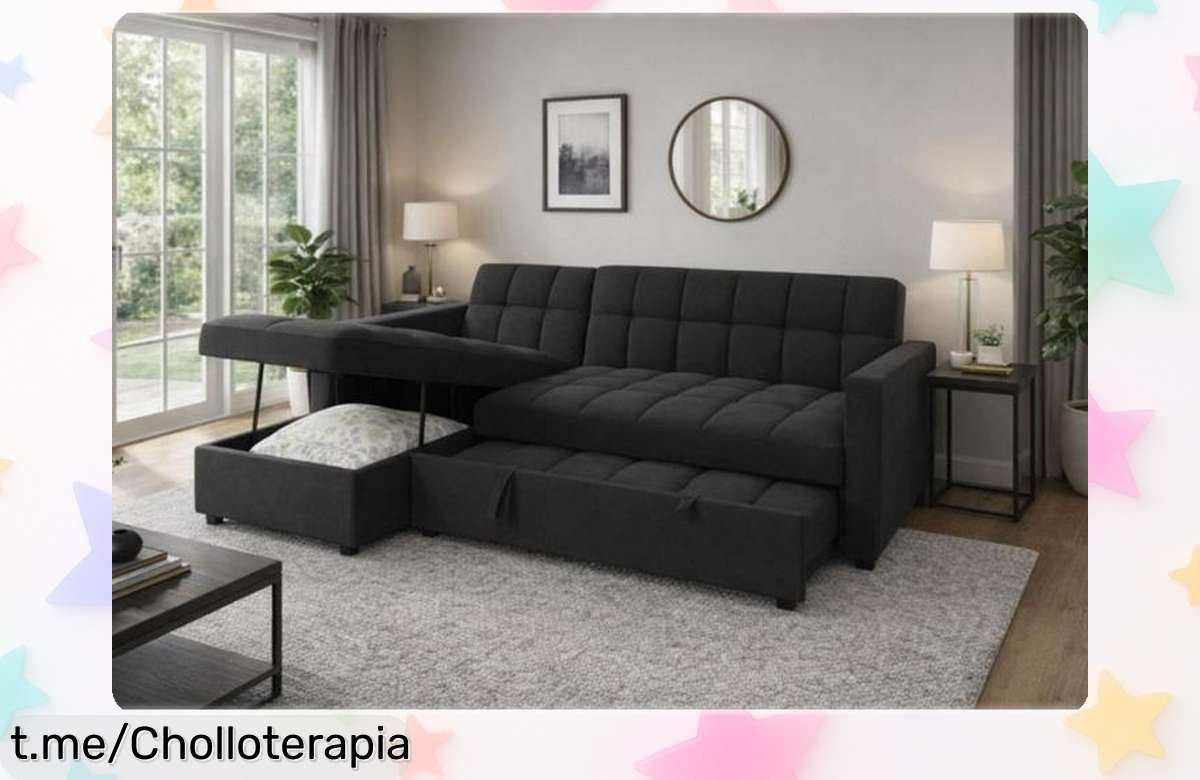 Increíble sofá cama chaise longue Kris de 210 cm, diseño elegante y funcional, ¡aprovecha este precio de escándalo y transforma tu hogar en un lugar acogedor ya!