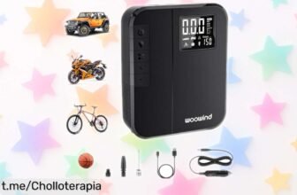 Inflador eléctrico portátil Woowind DP3, infla tus ruedas en solo 6 minutos y apágala sola. Aprovecha este chollazo para siempre tener tus ruedas listas y sin complicaciones. ¡Compra ya!