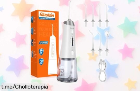 Irrigador bucal inalámbrico profesional con 4 modos a precio de escándalo: limpieza profunda donde el cepillo no llega y batería de un mes, consigue tu sonrisa brillante ya mismo.