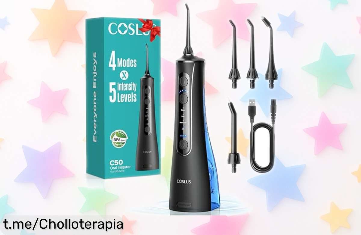 Irrigador dental portátil COSLUS con 4 modos y precio de risa: ¡Cuidado bucal increíble para que tus sonrisas brillen ahora mismo!