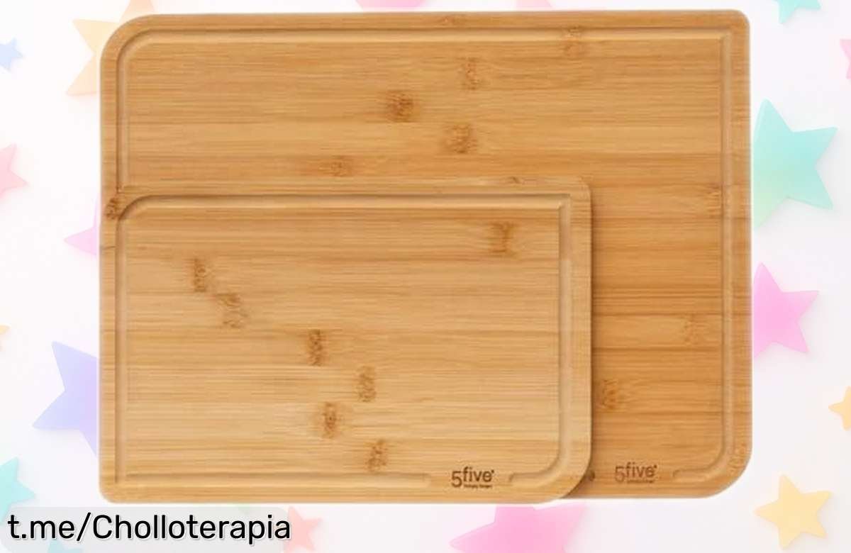 Juego de 2 tablas de cortar de bambú 5five a precio loco: perfectas para cualquier corte y una oferta que hará brillar tu cocina ¡No te lo pierdas!