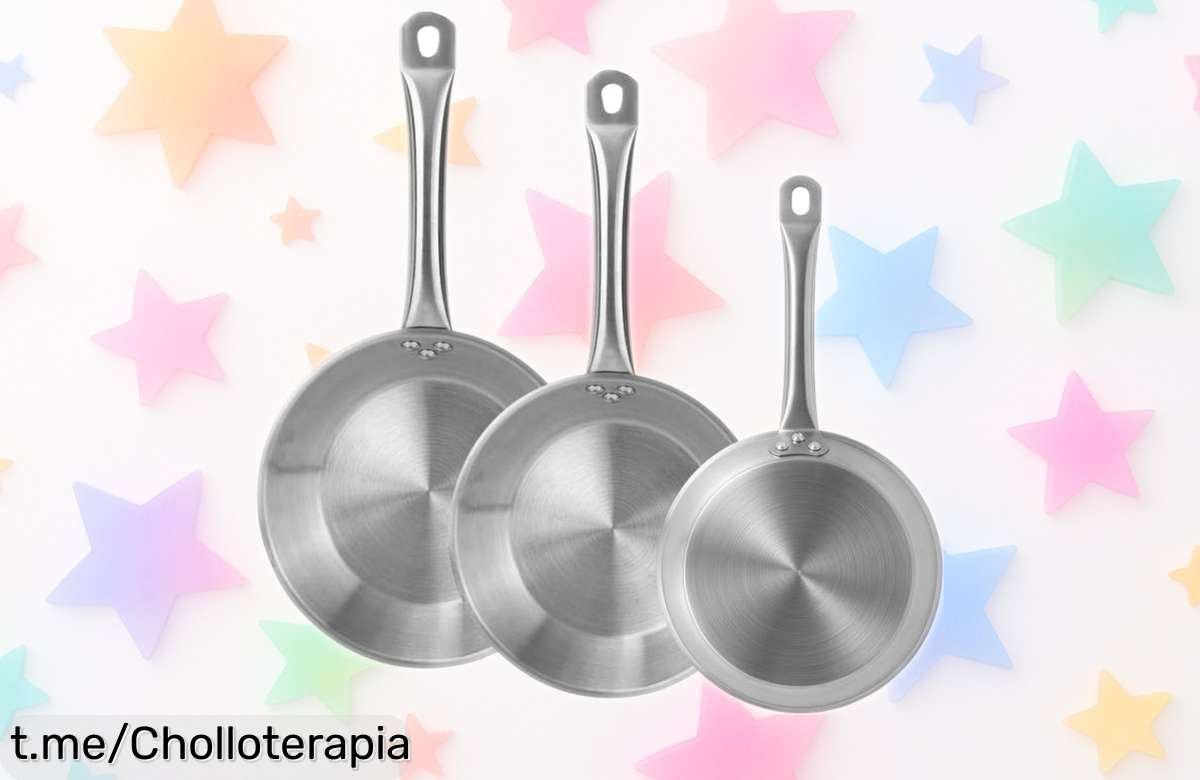 Juego de 4 sartenes Wellhome en acero inoxidable: ¡cocina como un chef con este super chollo a precio loco que no puedes dejar escapar!