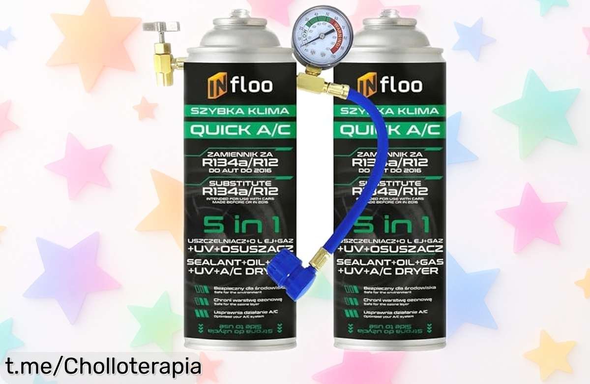 Kit Infloo 2x Quick A/C 5en1 para recargar el aire de tu coche tú mismo y a un precio que no podrás creer, ¡aprovecha esta oferta antes de que se acabe!