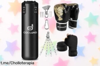 Kit de saco de boxeo Odoland 6 en 1 con guantes y vendajes a un precio de escándalo, ¡no pierdas la oportunidad de entrenar fuerte y sentirte imparable!