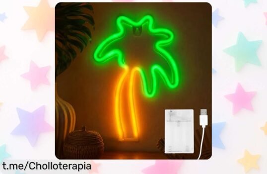 Lámpara de neón LED en forma de palmera que ilumina tu espacio como un auténtico paraíso tropical, ¡ofertón increíble que no puedes dejar pasar!