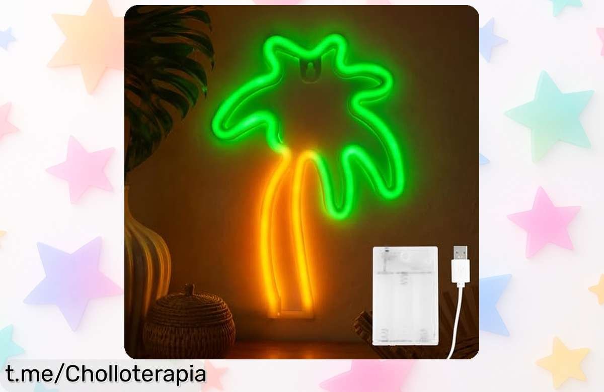 Lámpara de neón LED en forma de palmera que ilumina tu espacio como un auténtico paraíso tropical, ¡ofertón increíble que no puedes dejar pasar!