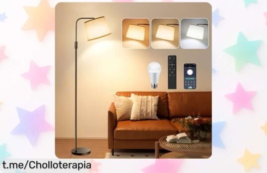 Lámpara de pie LED CRLL con diseño nórdico: elegancia, control desde tu móvil y un chollazo para iluminar tu hogar ¡no te lo pierdas!
