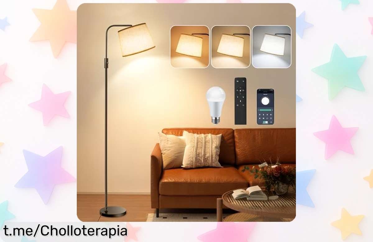 Lámpara de pie LED CRLL con diseño nórdico: elegancia, control desde tu móvil y un chollazo para iluminar tu hogar ¡no te lo pierdas!