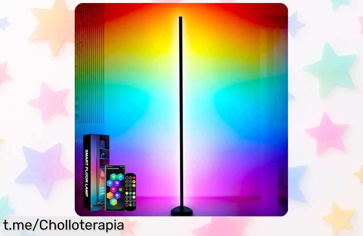 Lámpara de pie Toaren LED RGB que da vida a tu hogar y se controla desde el móvil, ahora ¡a un precio increíble! No te quedes sin la mejor vibra en casa.