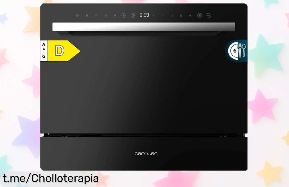 Lavavajillas compacto Cecotec Bolero Aguazero 2400 Black Glass: rebajado a precio de risa para que tu cocina brille sin esfuerzo, ¡aprovéchalo antes de que se acabe!