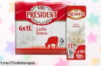 Leche entera Président en pack de 6 litros, rica en calcio y proteínas, ahora con precio regalado. ¡Haz tu compra antes que se agoten!