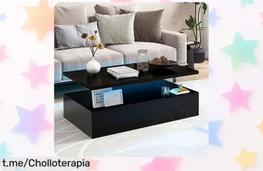 Mesa de centro GOPLUS con luces LED en 20 colores, un super chollo que iluminará tu hogar y organizará tus cosas rápidamente. ¡No te quedes sin la tuya!