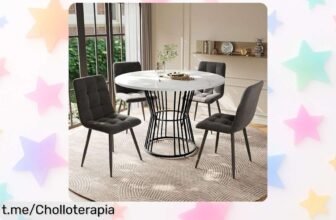 Mesa de comedor redonda Lexiou con 4 sillas ahora a un precio regalado, ¡haz que tus comidas sean inolvidables y transforma tu hogar hoy mismo!