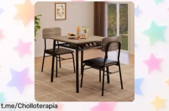 Mesa pequeña para comedor con 2 sillas tapizadas y estante: ¡un set ideal que ahora está a un precio regalado! Aprovecha esta oferta irresistible antes de que desaparezca.