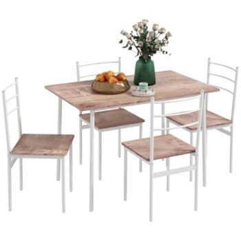 Mesa y sillas HOMCOM, conjunto de comedor 5 piezas a un precio loco que transforma tus comidas familiares en momentos inolvidables, ¡no te pierdas este ofertón exclusivo!