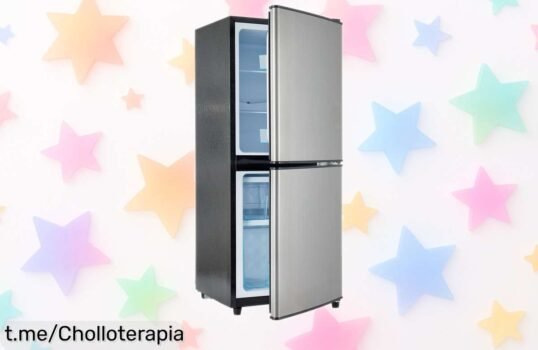 Mini frigorífico combi de acero inoxidable con luz LED: ¡el chollo que estabas esperando para llenar tu vida de frescura y estilo sin complicaciones!
