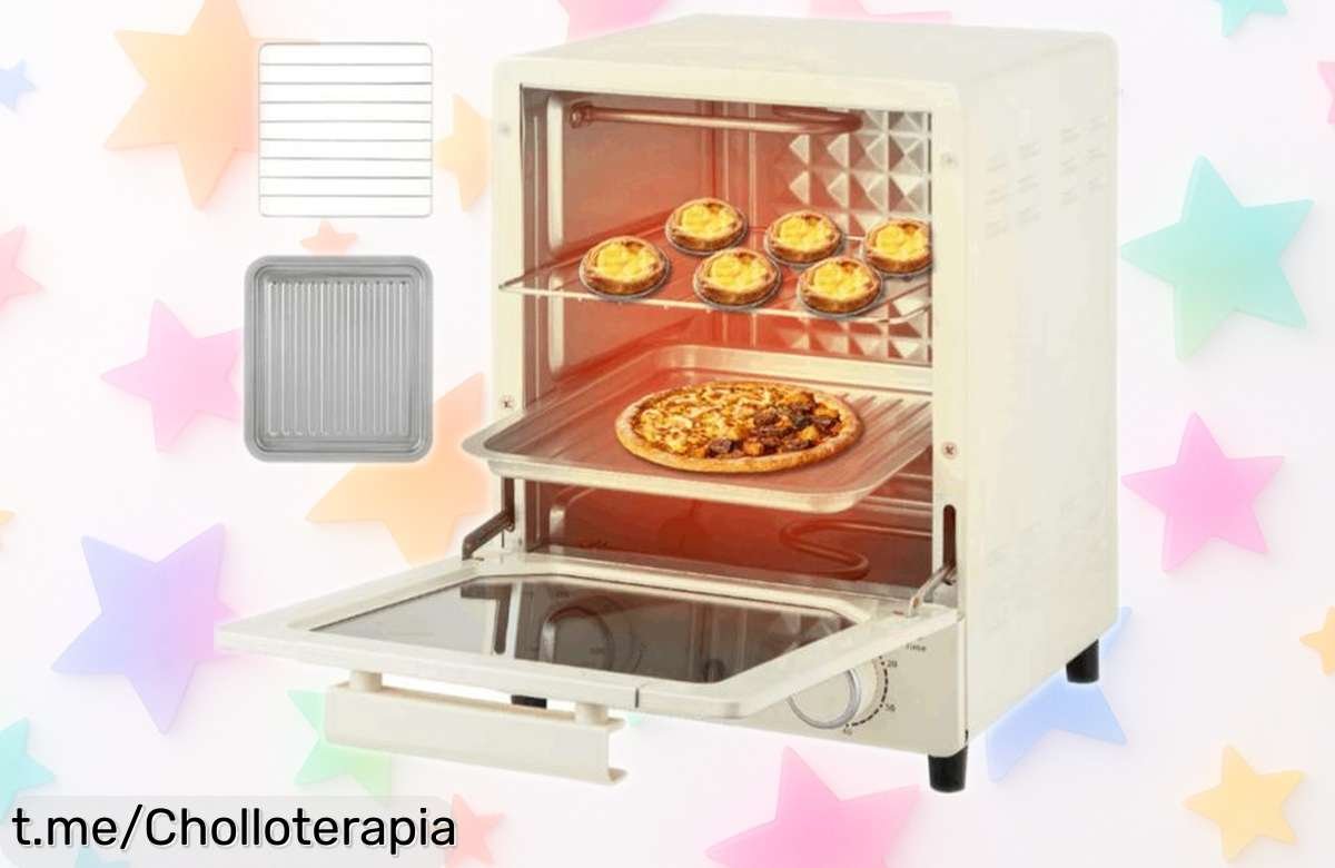 Mini horno eléctrico compacto de 15 L: la mejor solución para cocinar sin complicaciones y con un chollo de precio que no podrás dejar pasar. ¡Cocina fácil y delicioso!