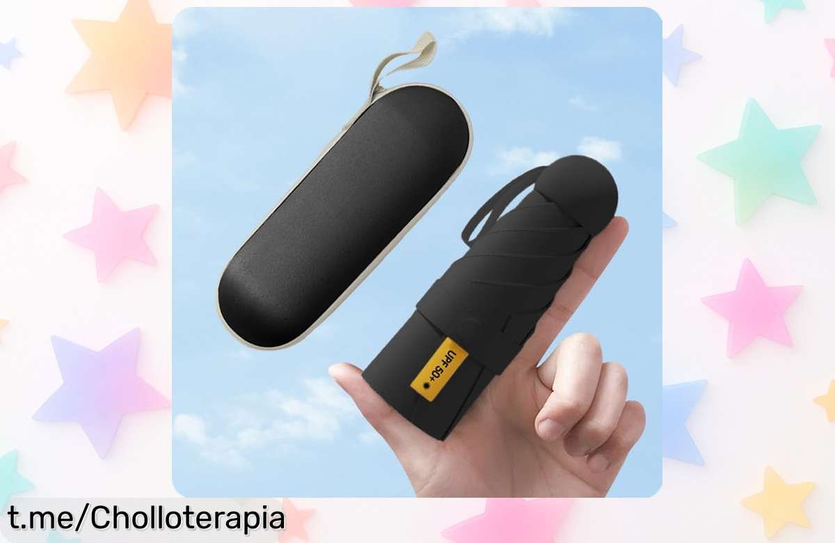Mini paraguas de cápsula resistente y compacto que cabe en cualquier bolso, ¡no te pierdas este ofertón para viajar siempre preparado bajo el sol o la lluvia!