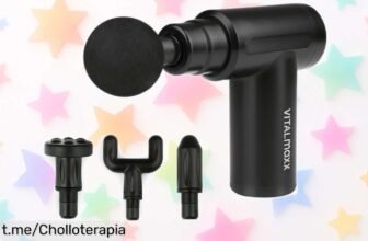 Mini pistola de masajes VITALMAXX Power Plus con 4 cabezales, una ganga única para decir adiós a la tensión ¡No dejes pasar esta oportunidad pura relajación!