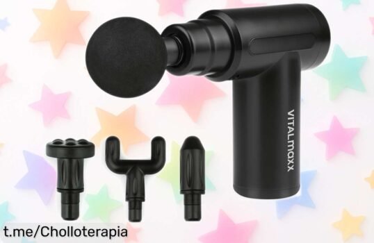 Mini pistola de masajes VITALMAXX Power Plus con 4 cabezales, una ganga única para decir adiós a la tensión ¡No dejes pasar esta oportunidad pura relajación!