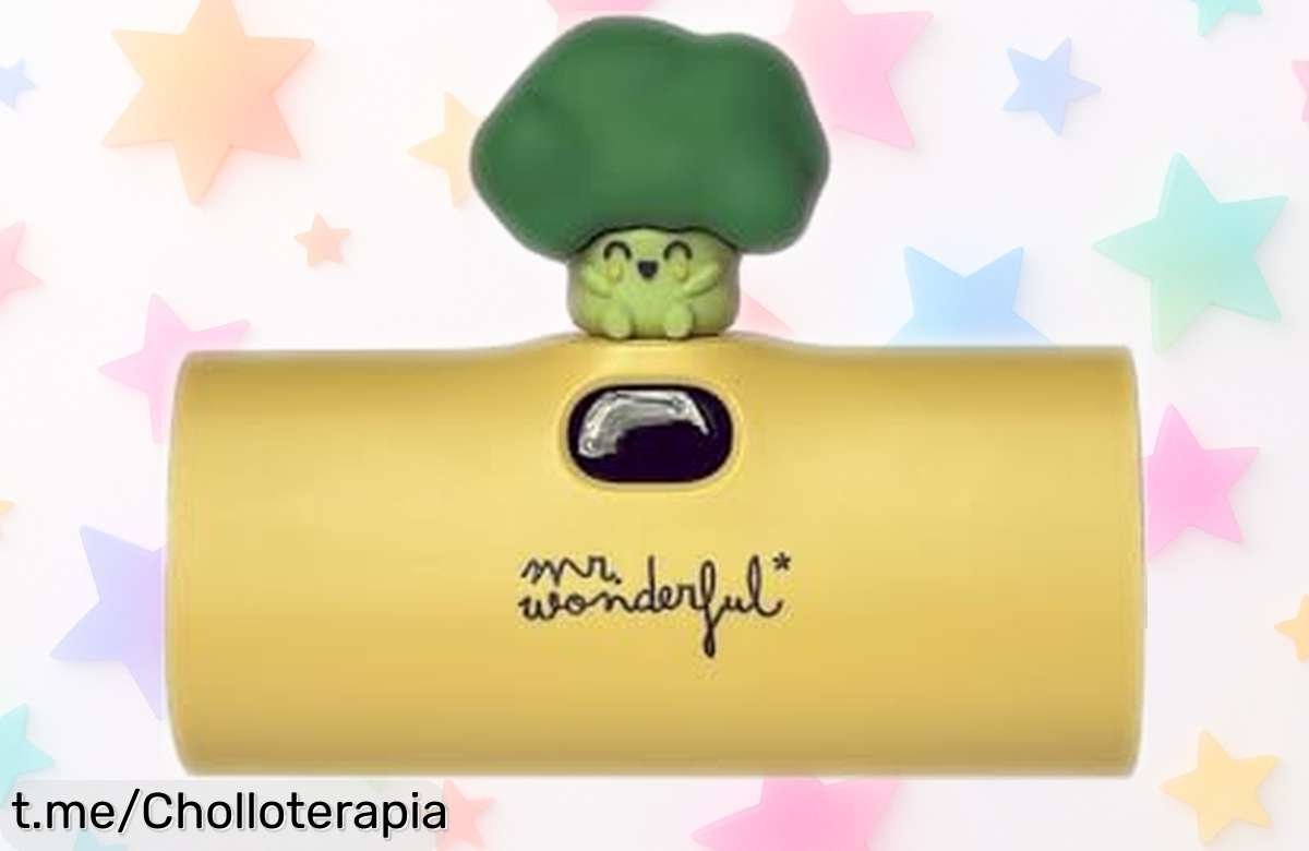 Mini power bank de 5.000 mAh en forma de brócoli Mr Wonderful, ¡carga rápida y precio loco que no puedes dejar escapar! Ten siempre energía a tu lado.