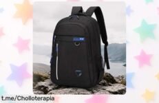 Mochila clásica negra con compartimentos increíbles a precio de locura; el compañerito ideal para tus aventuras diarias, ¡no te la pierdas, da el paso y llévatela ya!