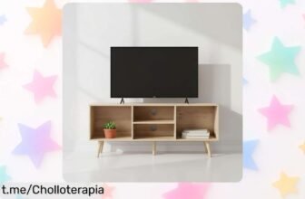 Mueble bajo para TV MOBLEKIT con estantes y compartimentos a precio de escándalo: organiza tu salón y dale estilo, ¡aprovecha esta oferta irresistiblemente emocionante ya!