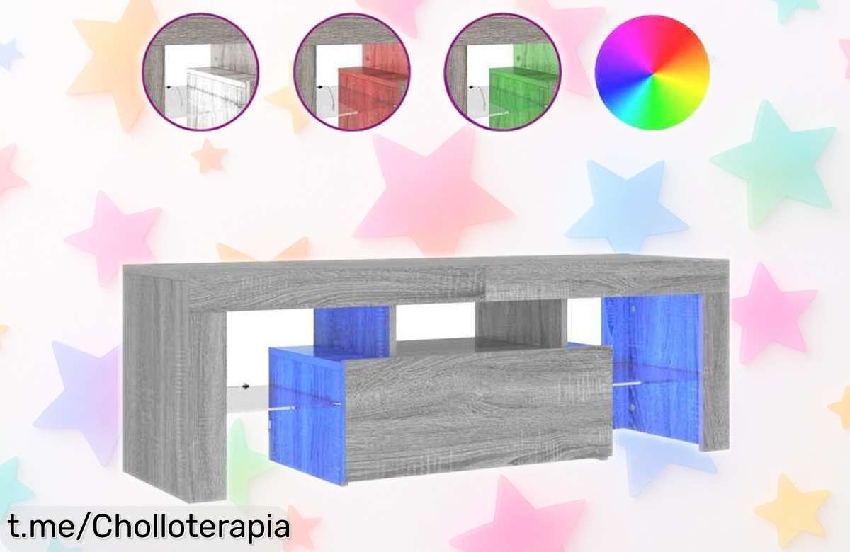 Mueble de TV vidaXL con luces LED integradas que iluminarán tu salón y te harán sentir como en el cine, ¡aprovéchalo a un precio de ganga antes de que se acabe!