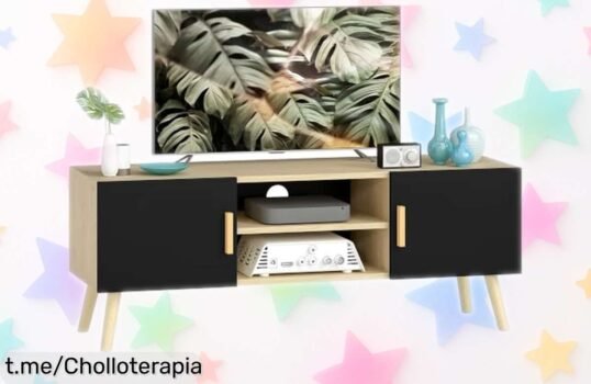 Mueble para TV HOMCOM con armarios y diseño moderno a un precio rebajado, ¡pon orden en tu salón y no te pierdas este ofertón que encierra estilo y funcionalidad!