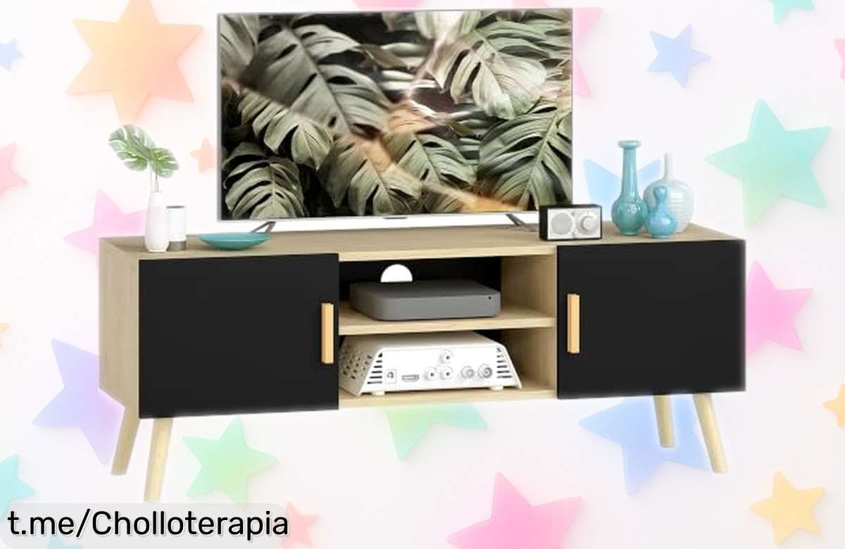 Mueble para TV HOMCOM con armarios y diseño moderno a un precio rebajado, ¡pon orden en tu salón y no te pierdas este ofertón que encierra estilo y funcionalidad!