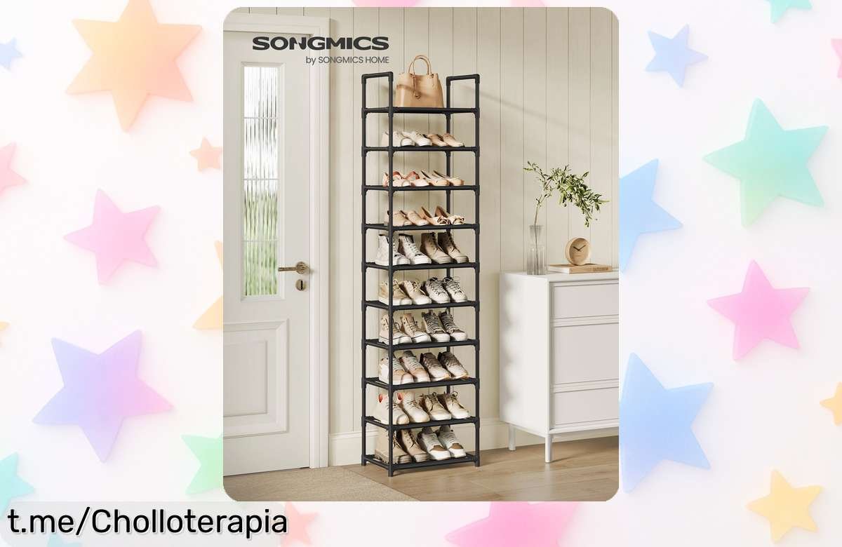 Organiza tu hogar con el zapatero SONGMICS de 10 baldas: un ofertón que ahorra espacio y transforma tu caos en armonía. ¡No te lo pierdas!